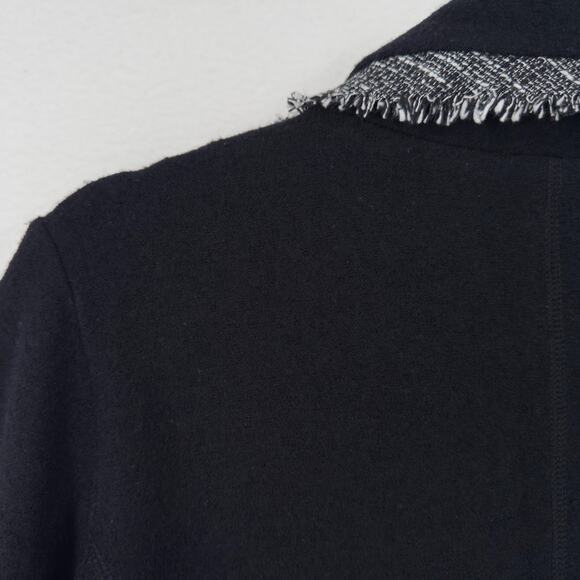Karl Lagerfeld Paris Wool Tweed Jacket Womens Medium Black Luxury Prep Feminine - Picture 8 of 12